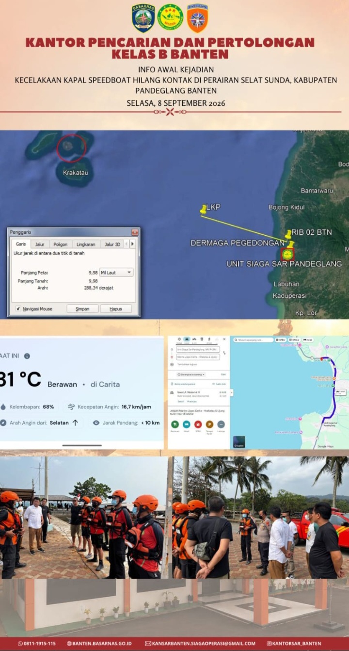 Lima Jurnalis dan Tiga Pendamping Kapal Hilang Kontak Saat Liputan Gunung Anak Krakatau.